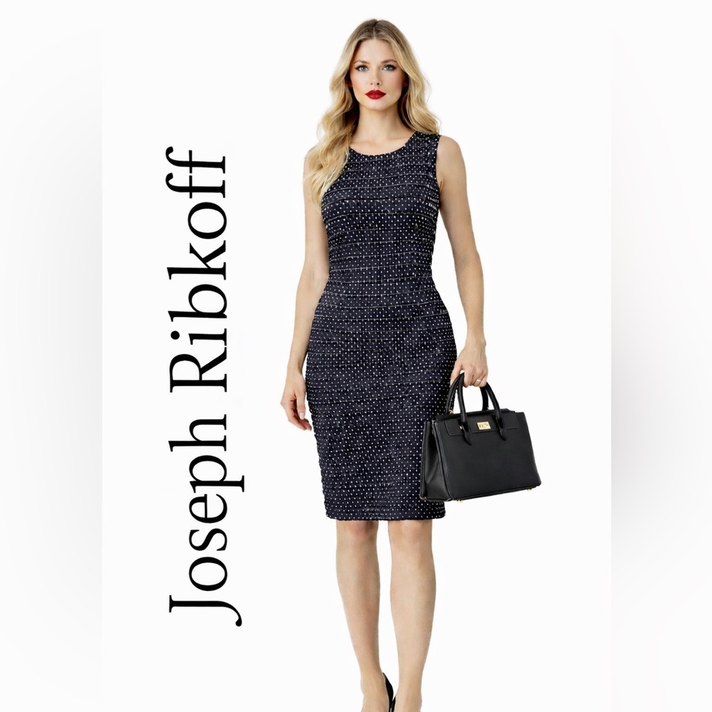 Joseph Ribkoff Polka dot Ruffle Midi Dress like new